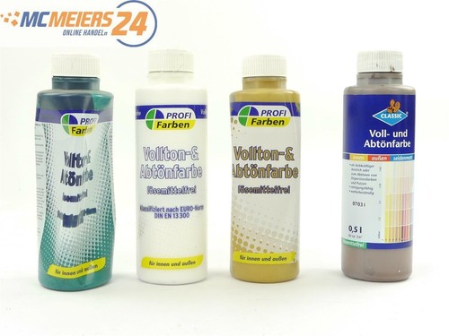E132 Obi Profi-Farben 4x Vollton- & Abtönfarbe weiß oxidbraun ocker grün