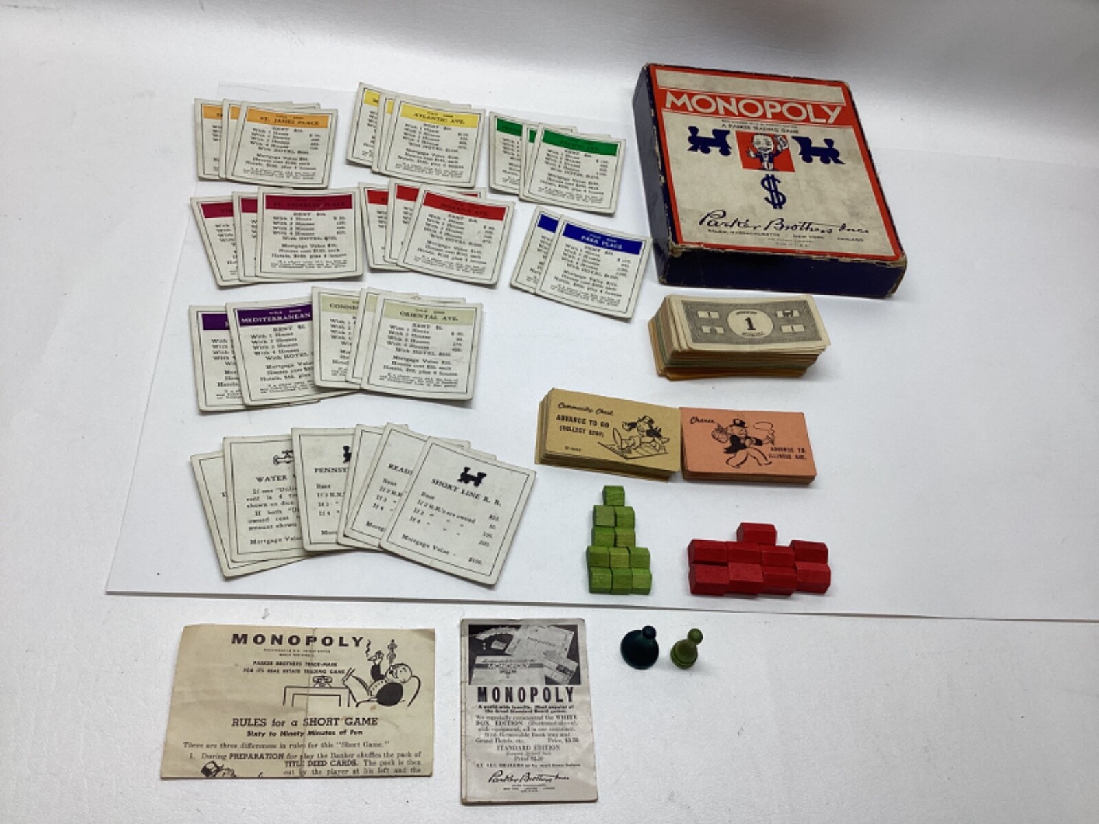 Vintage 1936 Monopoly Parker Bothers Board Game with Wood