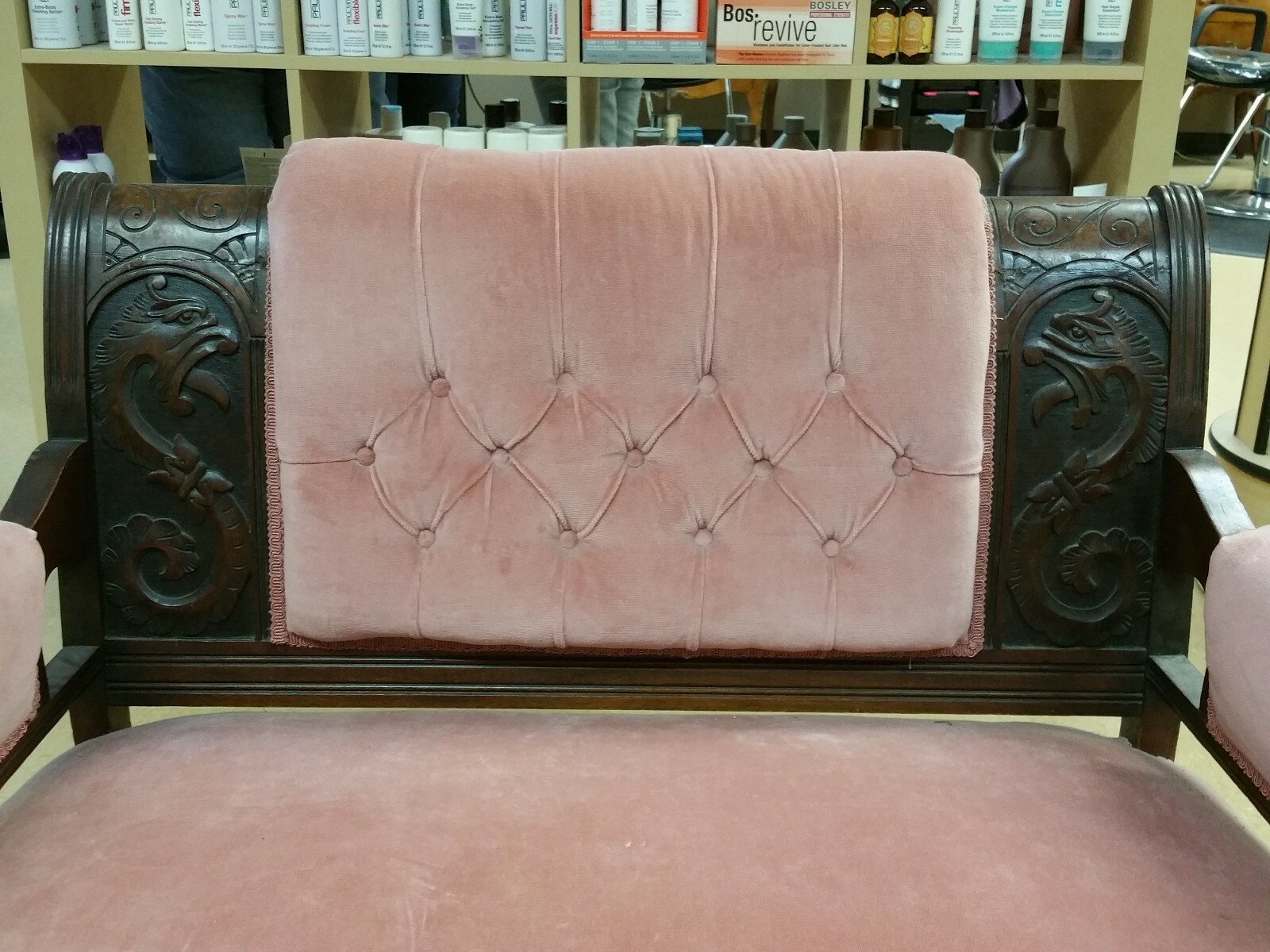 Antique Vintage Ornate GRIFFIN DRAGON SERPENT Button Tufted SLIPPER SEAT