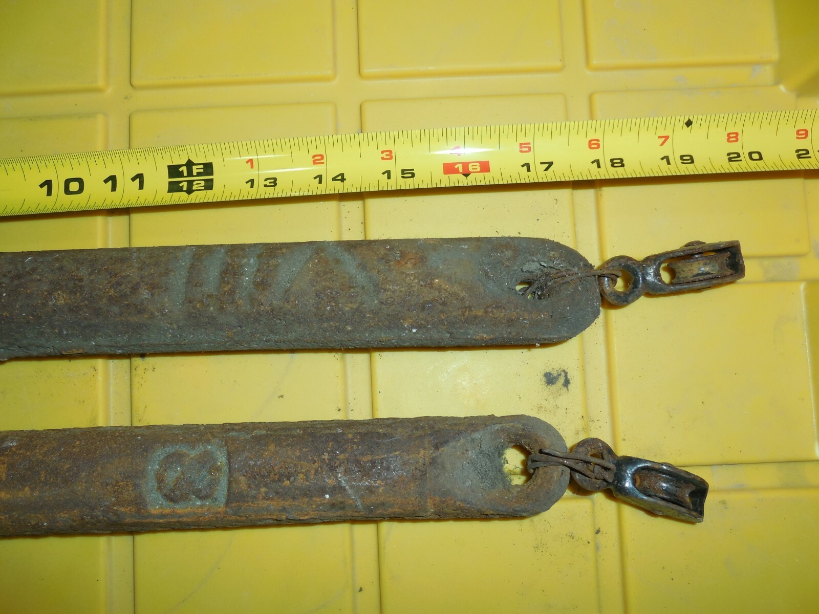 2 Vintage Cast Iron 8 lb (8 & VIII)Antique Sash Window Weights Architectural (G)