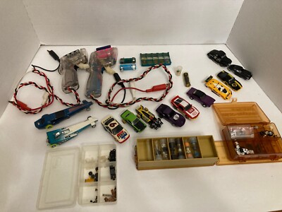 Vintage Slot Car Lot Afx Aurora Tyco Ho Scales W/ Parma Controllers And Parts