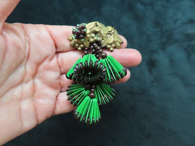 Vintage Unsigned Miriam Haskell Celluloid & Bead Bell Brooch Sold $225 AS IS