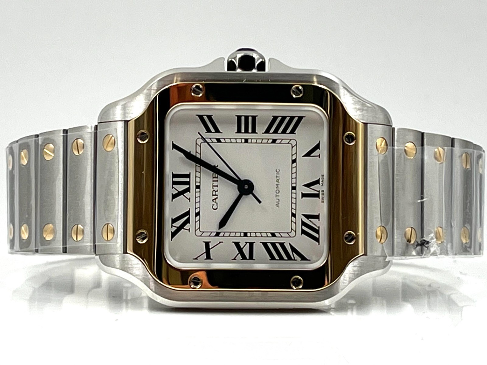 Pre-owned Cartier Santos White Dial Medium Size 35mm Two Tone W2sa0016 Unworn 2023
