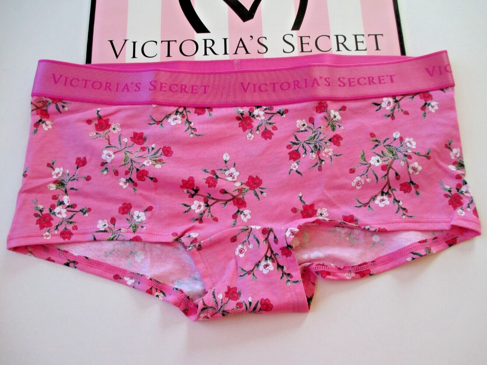 VICTORIA'S SECRET Logo Cotton Boyshort Panty Hollywood Pink