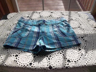 Girl's So...Brand Blue Plaid Shorts Adjustable Waist Size 10