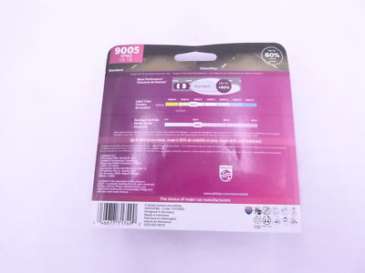Pair Philips VIsion Plus 60% 9005 65W  Bulbs Headlight High Beam