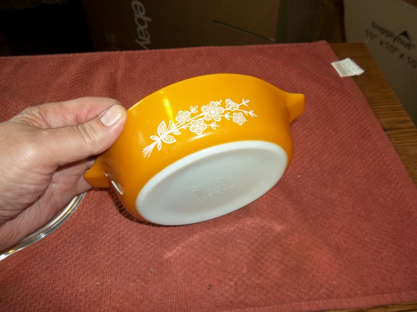 Vintage PYREX 471-B Butterfly Gold 500 ml Casserole Dish W/Lid