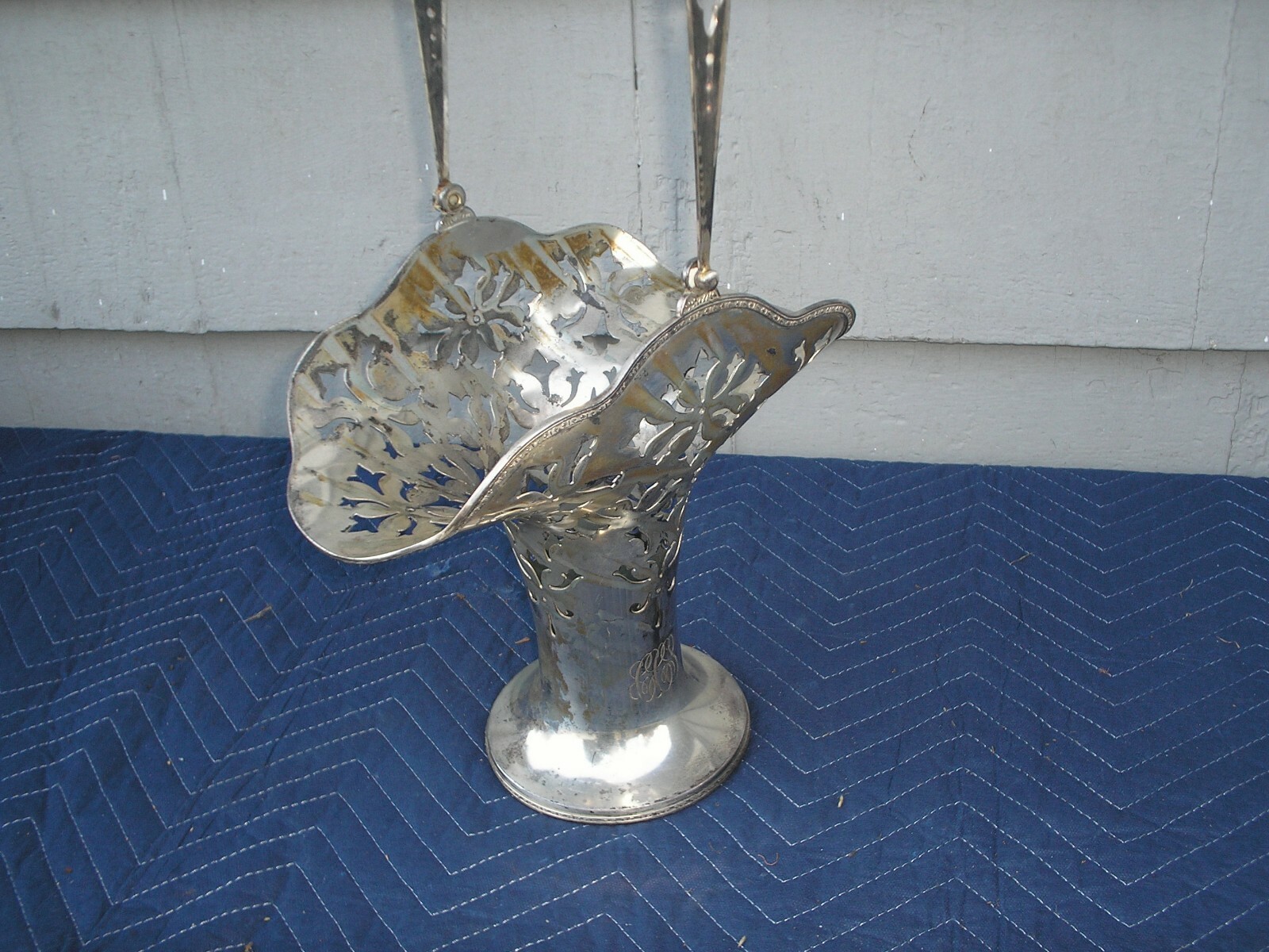 ANTIQUE RETICULATED SILVER PLATED BASKET