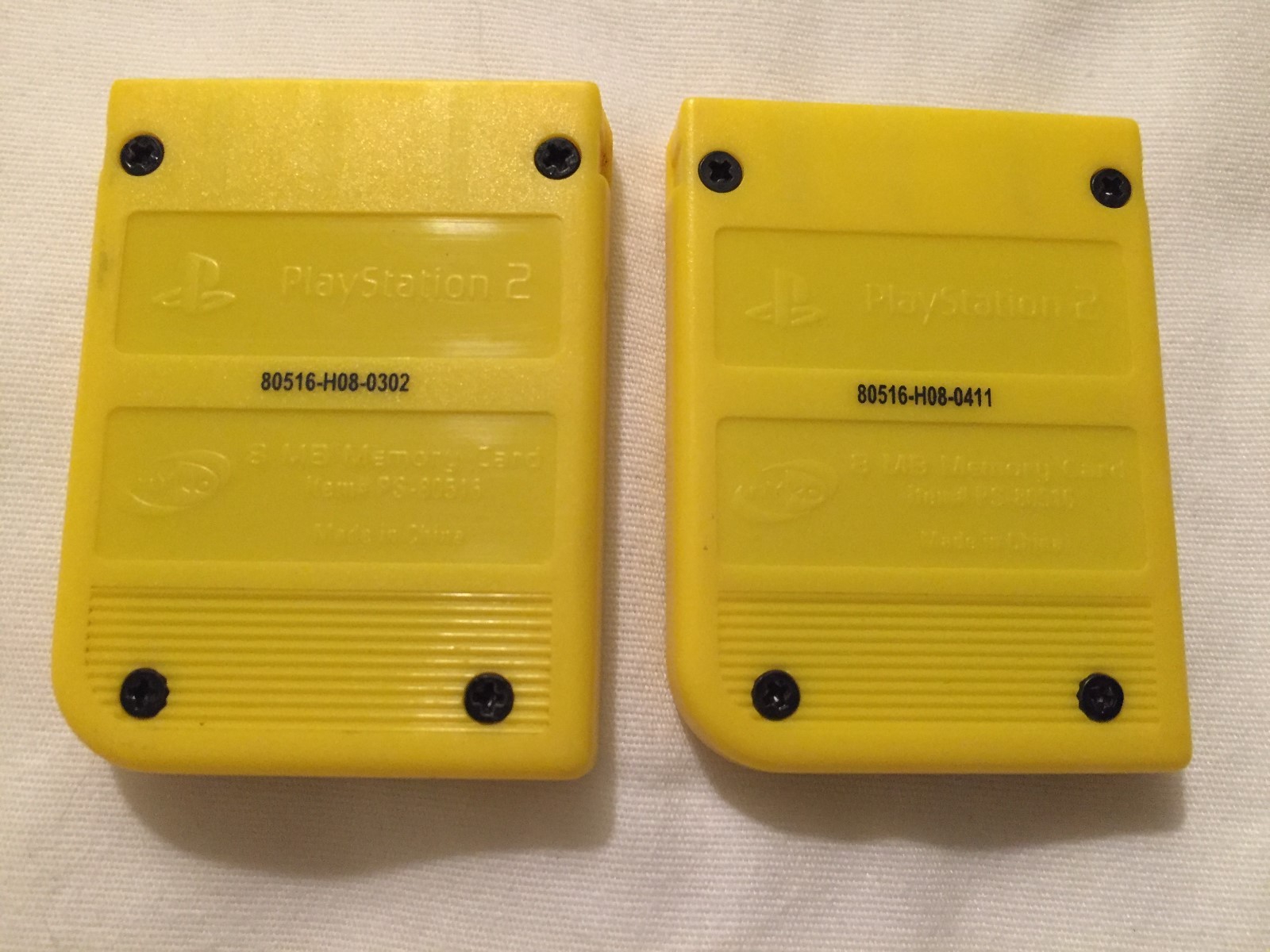 Lot Of 2 Sony PlayStation 2 PS2 Nyko 8MB Memory Card Magic Gate Yellow Works