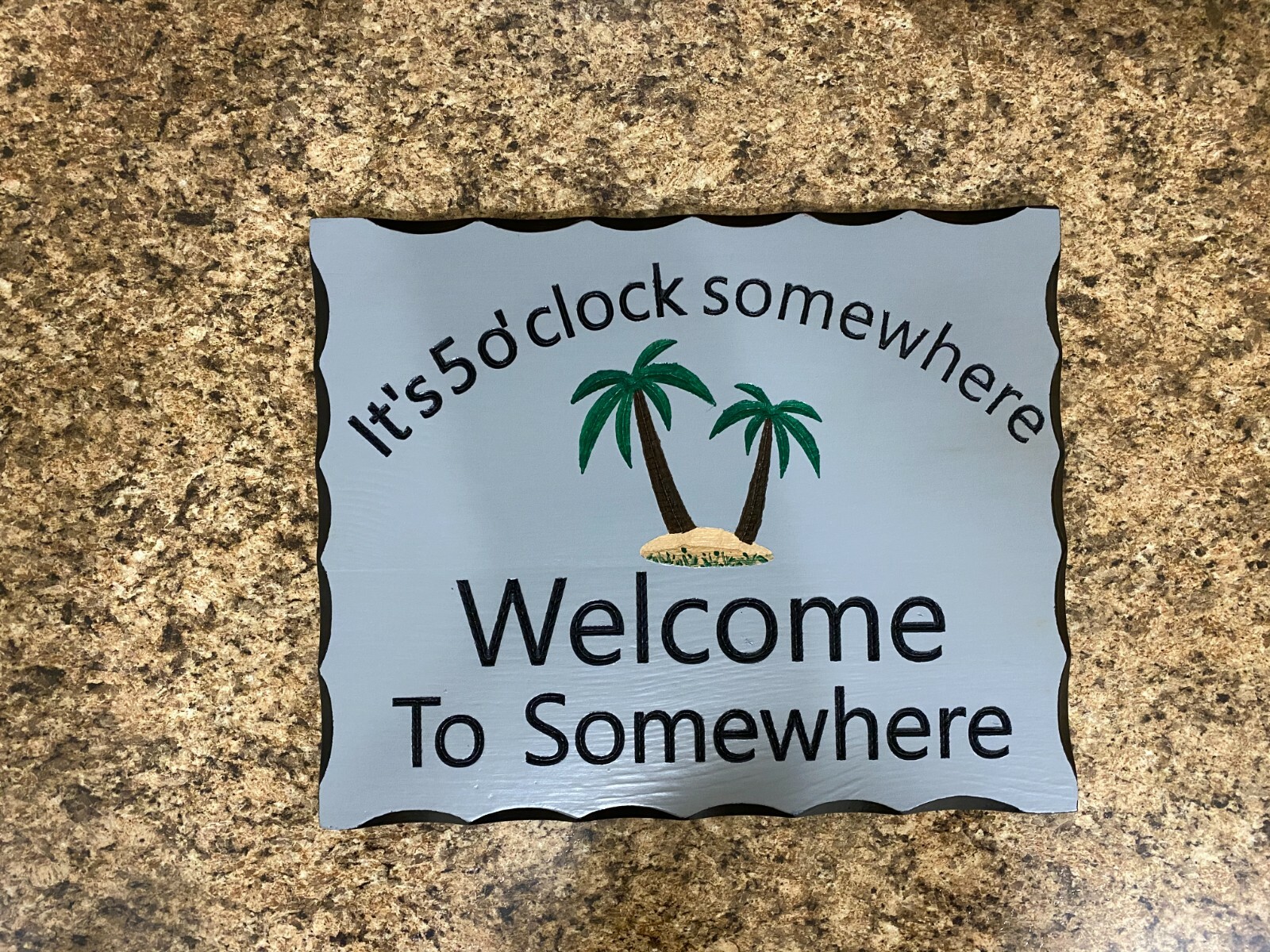 Carved Handcrafted It's Five O'clock Somewhere, Welcome to somewhere Wood Sign