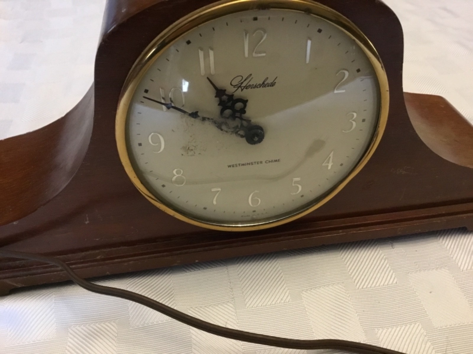 Herschede Mantel Clock Mahogany Case Electric Chimes