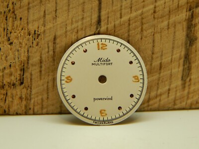 Pearl 17.89mm Vintage Mido Multifort Powerwind Watch Dial Gold Dot Markers NOS