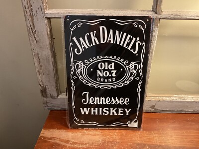 Jack Daniels Whiskey Bottle Tin Sign Old No.7 Brand Tennessee Whiskey - Sealed