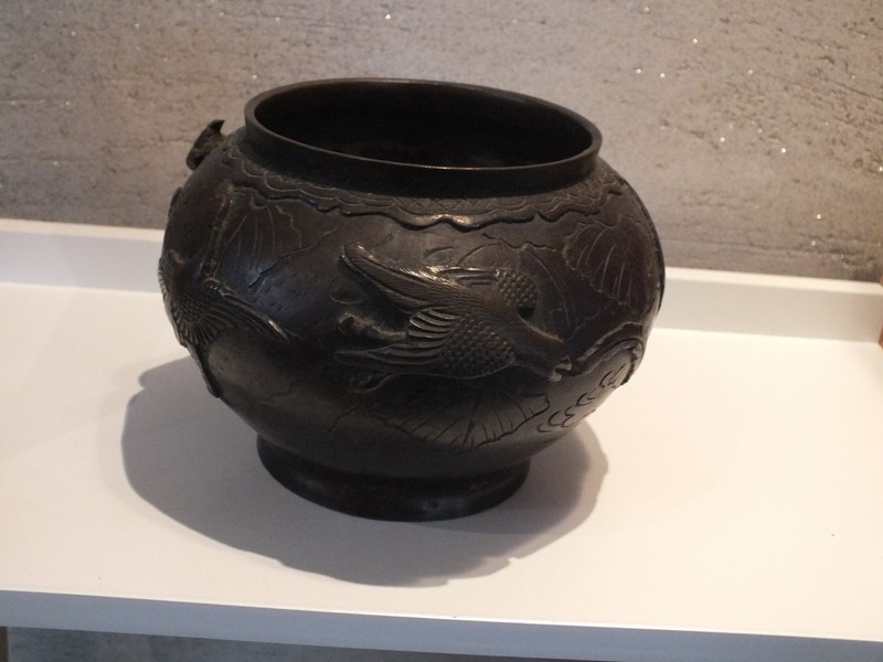 Vintage - Japanische Bronze - ÃBertopf -Jardiniere -Meiji Zeit 1868-1912 - Mg 58