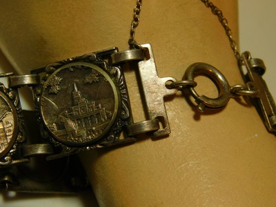 Vtg Swiss Switzerland City Travel Souvenir Silver Bracelet foreign mark 1i 57