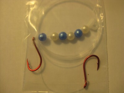  Walleye 2 Hook Quick Change Crawler Harness (Blue and White  Beads)