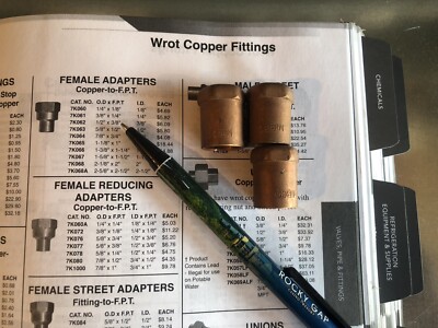 1/2''C x 3/8'' FPT Copper Female Pipe Thread Sweat Adapter 5/8''OD NIBCO-USA