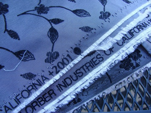 5 YARDS OF VINTAGE BEAUTIFUL SILVER BROCADE FABRIC WITH VELVET FLOWERS