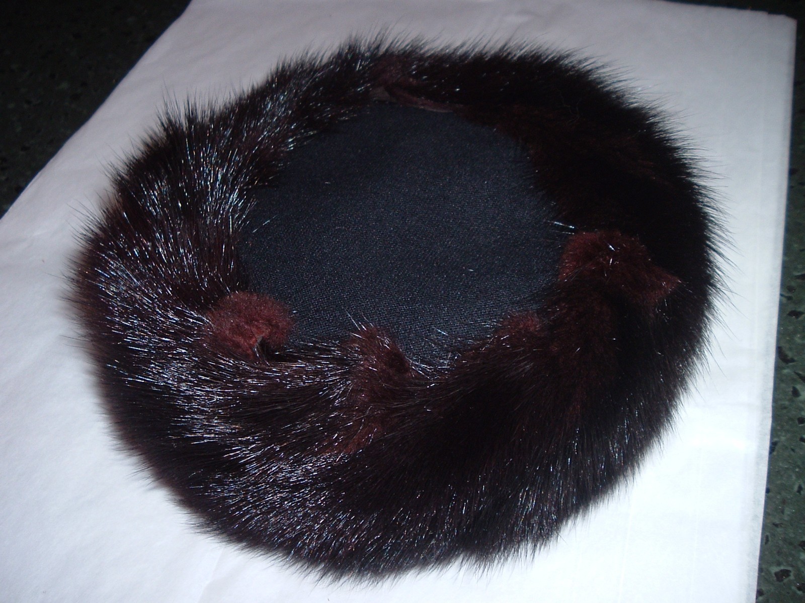 Vintage Woman's Brown and Black Mink Pill Box Style Hat Sitlers CLEAN York PA