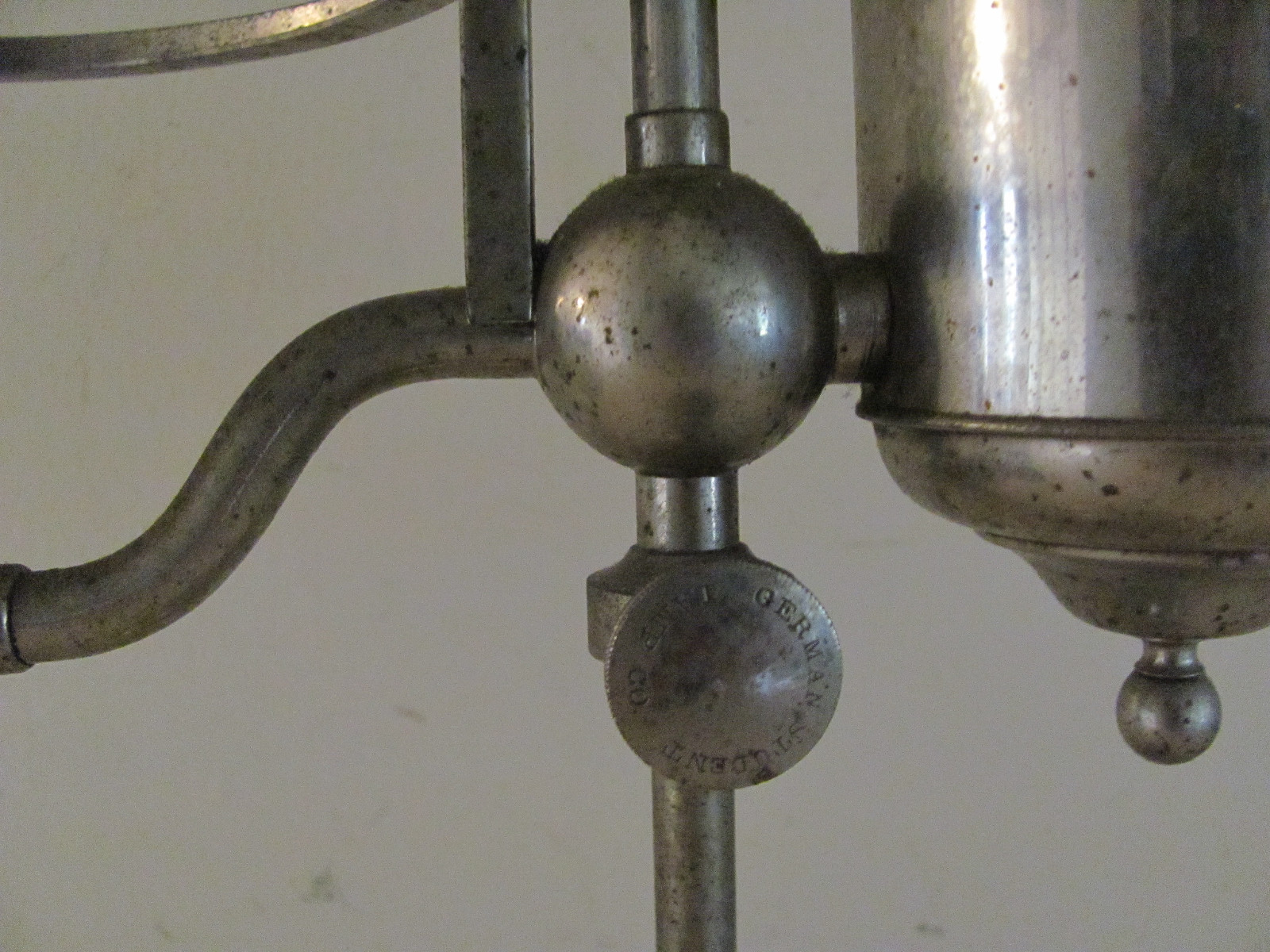 ANTIQUE GERMAN STUDENT LAMP COMPANY NICKEL DATED 1878