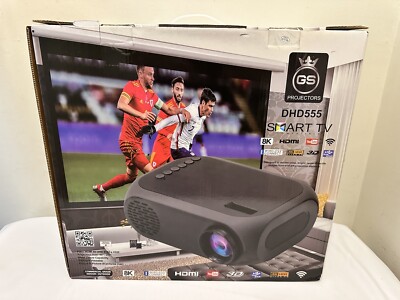 GS Projector 8K 3D DHD555 COMPACT Indoor/Outdoor PORTABLE  Projector BUNDLE