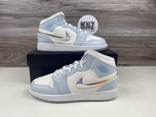 Nike Air Jordan 1 Mid Blue Tint Ice Blue White Glitter Nike Air Jordan 1 Mid Blue Tint Ice Blue White Glitter