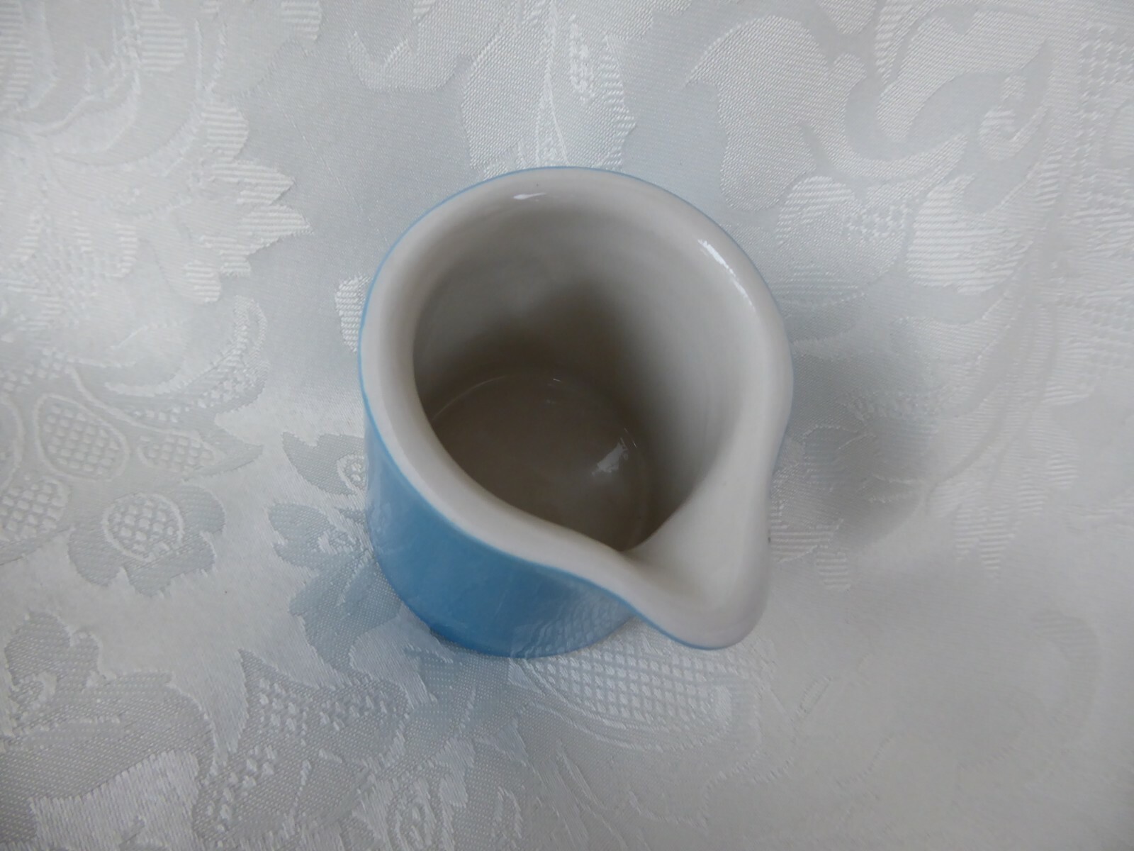 Vintage Hall China Pottery Blue Creamer Pitcher Mini Restaurant Ware 2-1/2