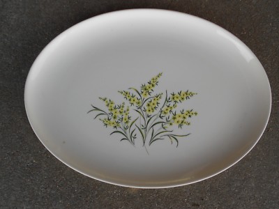 USA Pottery Oval SERVING PLATTER  White with Yellow Flowers