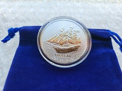 2021 1 oz Fine Silver .9999 Cook Islands Bounty Silver Coin with Pouch & Capsule
