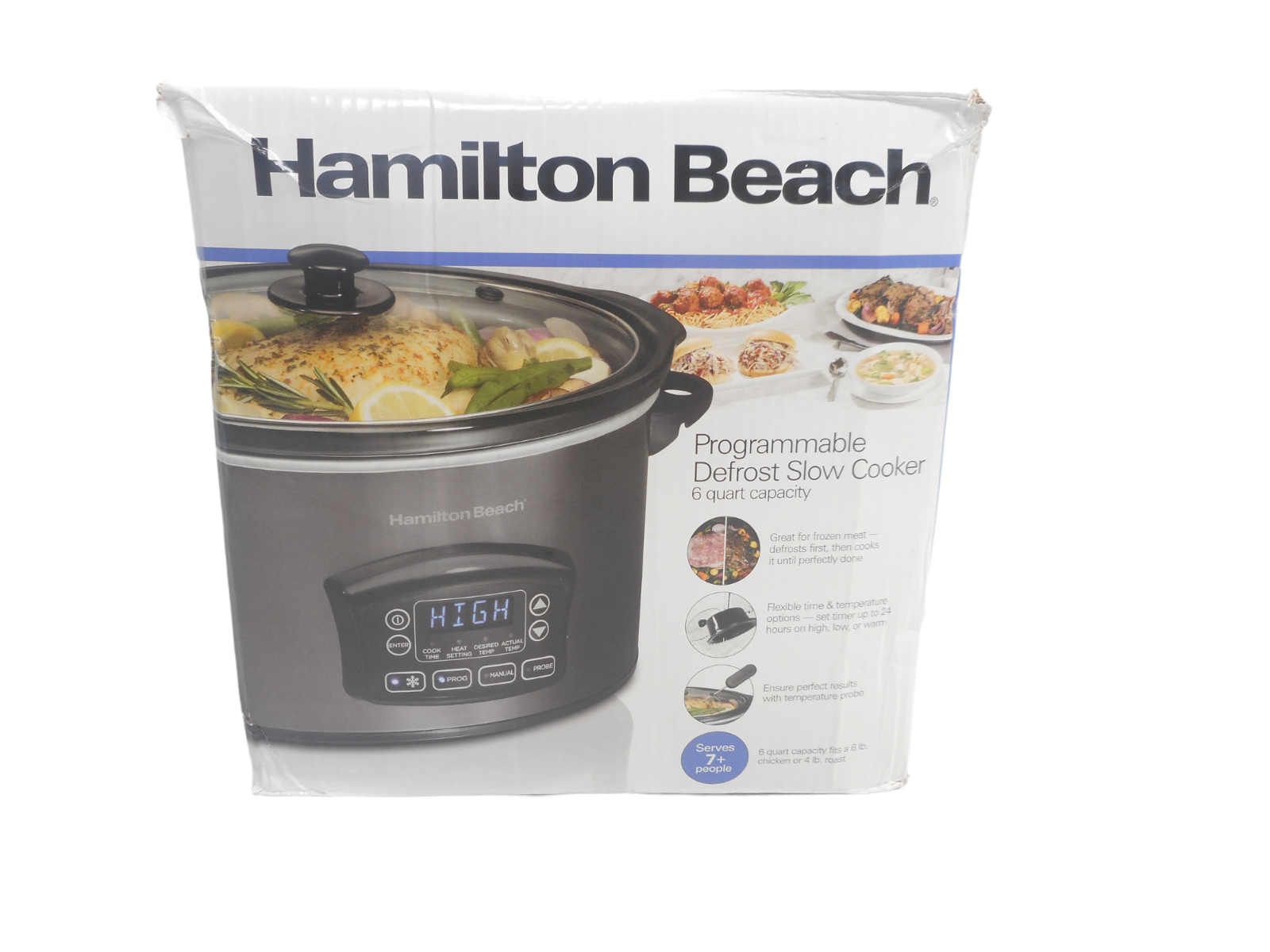Hamilton Beach Programmable Defrost Slow Cooker, Temperature Probe,