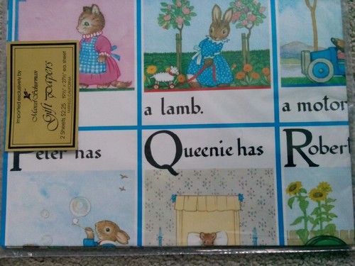 Vintage NEW Imported Marcel Schurman Children's Alphabet Gift Papers 2 Sheets