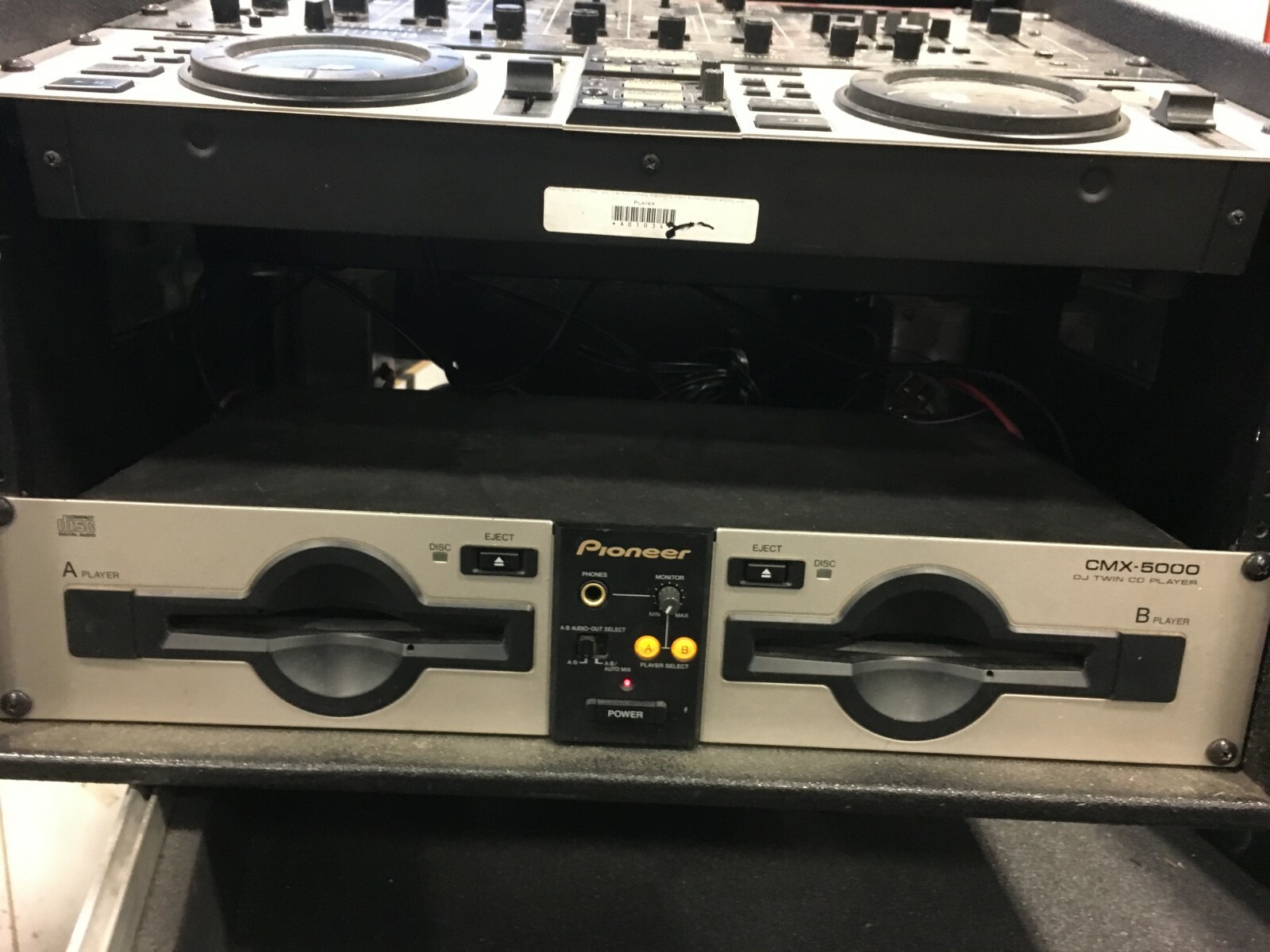 Pioneer CMX-5000 CDJ and MTX sound craftsmen mixer with rack and road case