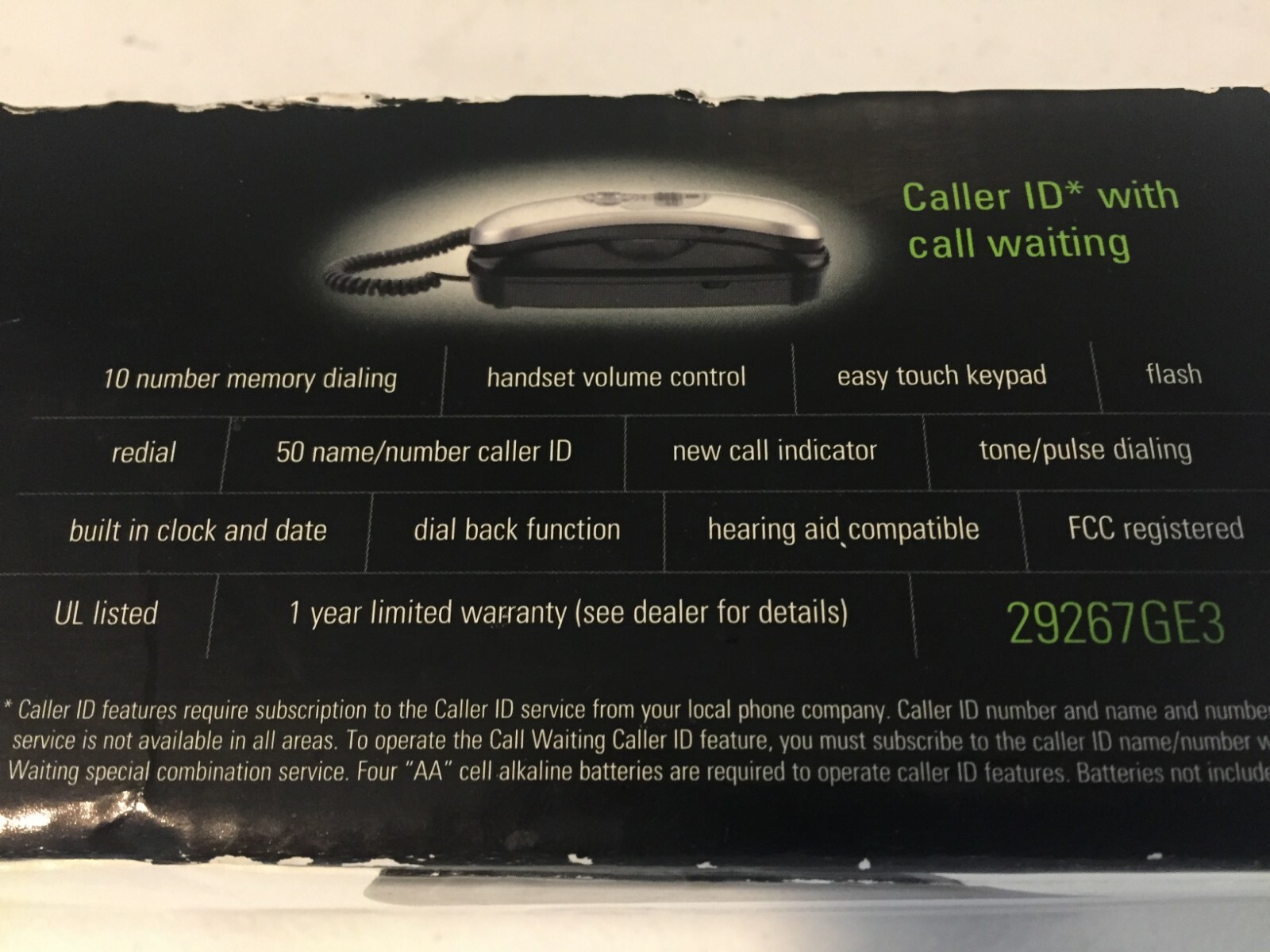 GE Slimline Corded Phone w/ 10 Memory, Caller ID, Call Waiting 29267GE3 Silver