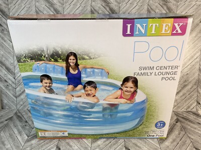 Intex Swim Center Inflatable Family Lounge Pool with built in Bench New 90x86x31