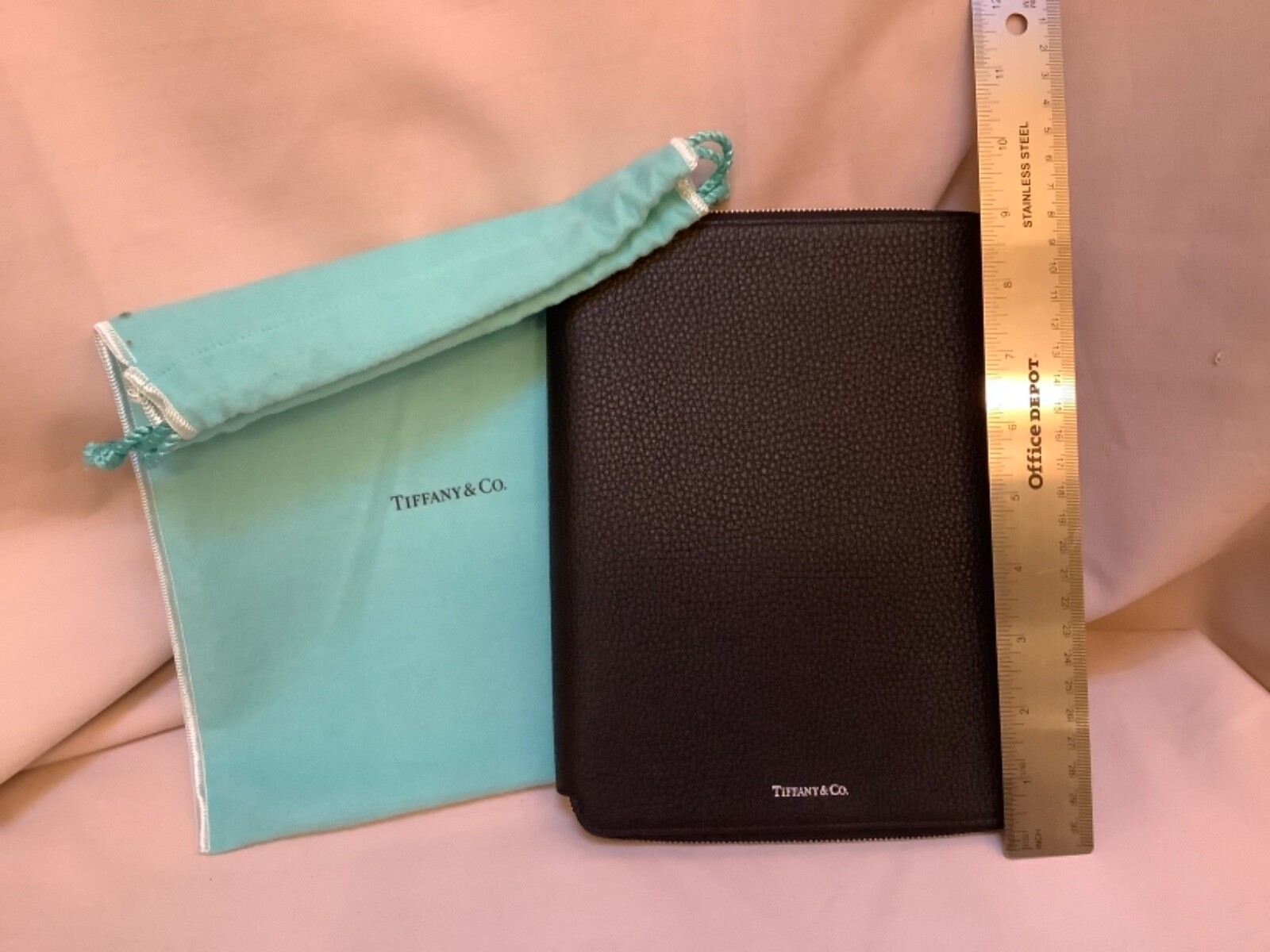 TIFFANY & CO BLACK LEATHER CASE ZIP POUCH DOCUMENT HOLDER | eBay