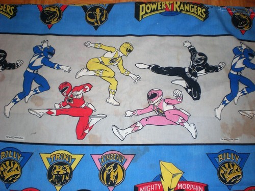Vintage 1994 POWER RANGERS TWIN Flat SHEET  ~ FABRIC  ~ CRAFTING