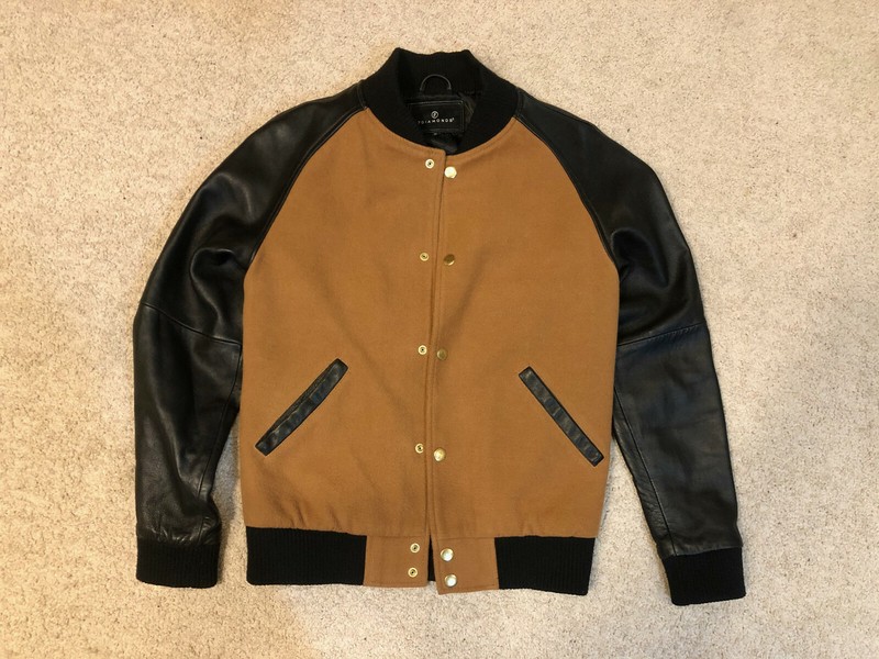 7 Diamonds Lion Heart Varsity Mens Jacket Size Medium M Wool Leather Camel Black Polybull Com