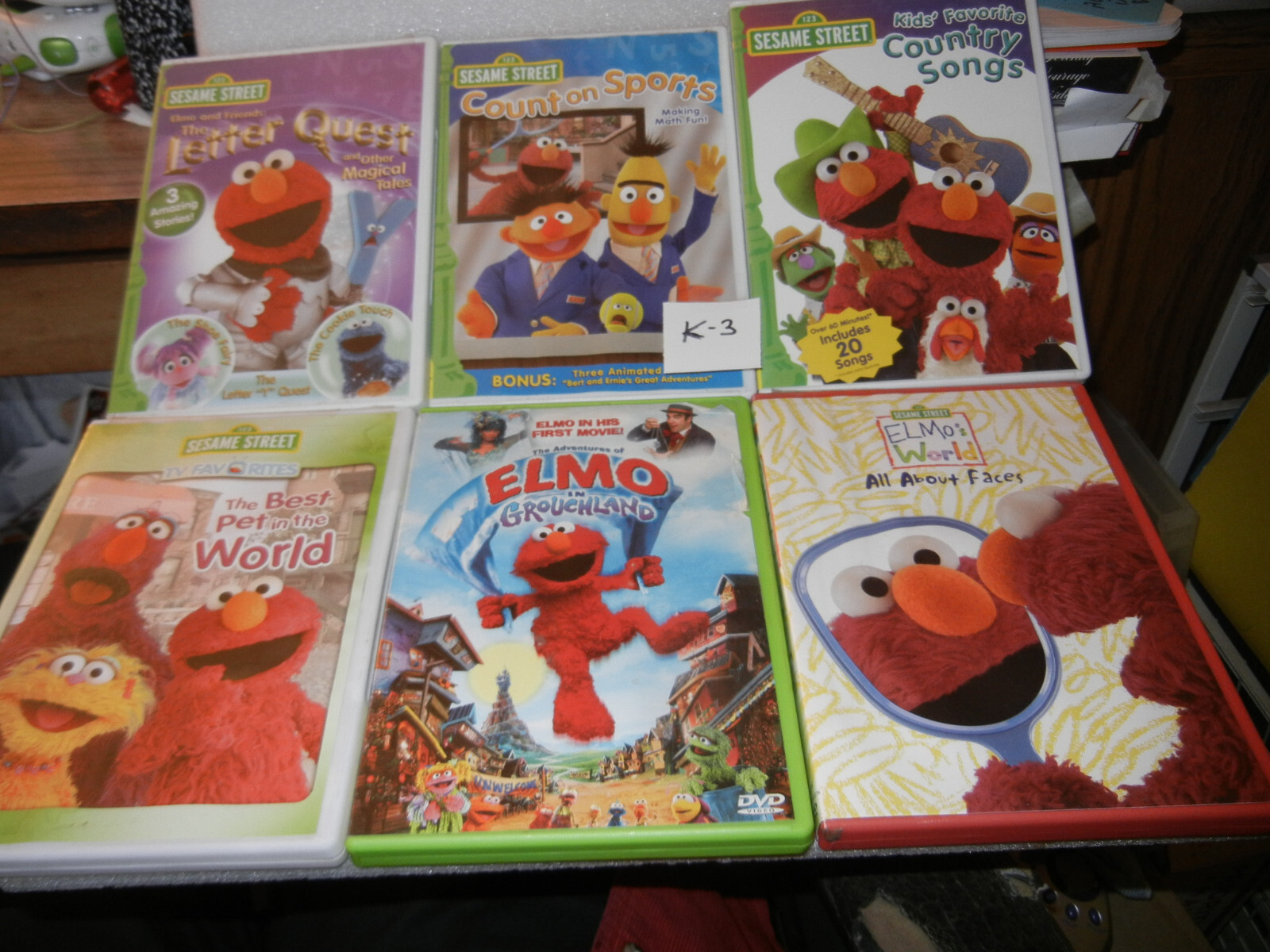 6 Lot DVD - Sesame St Count on Sports, Elmo's World, Pet