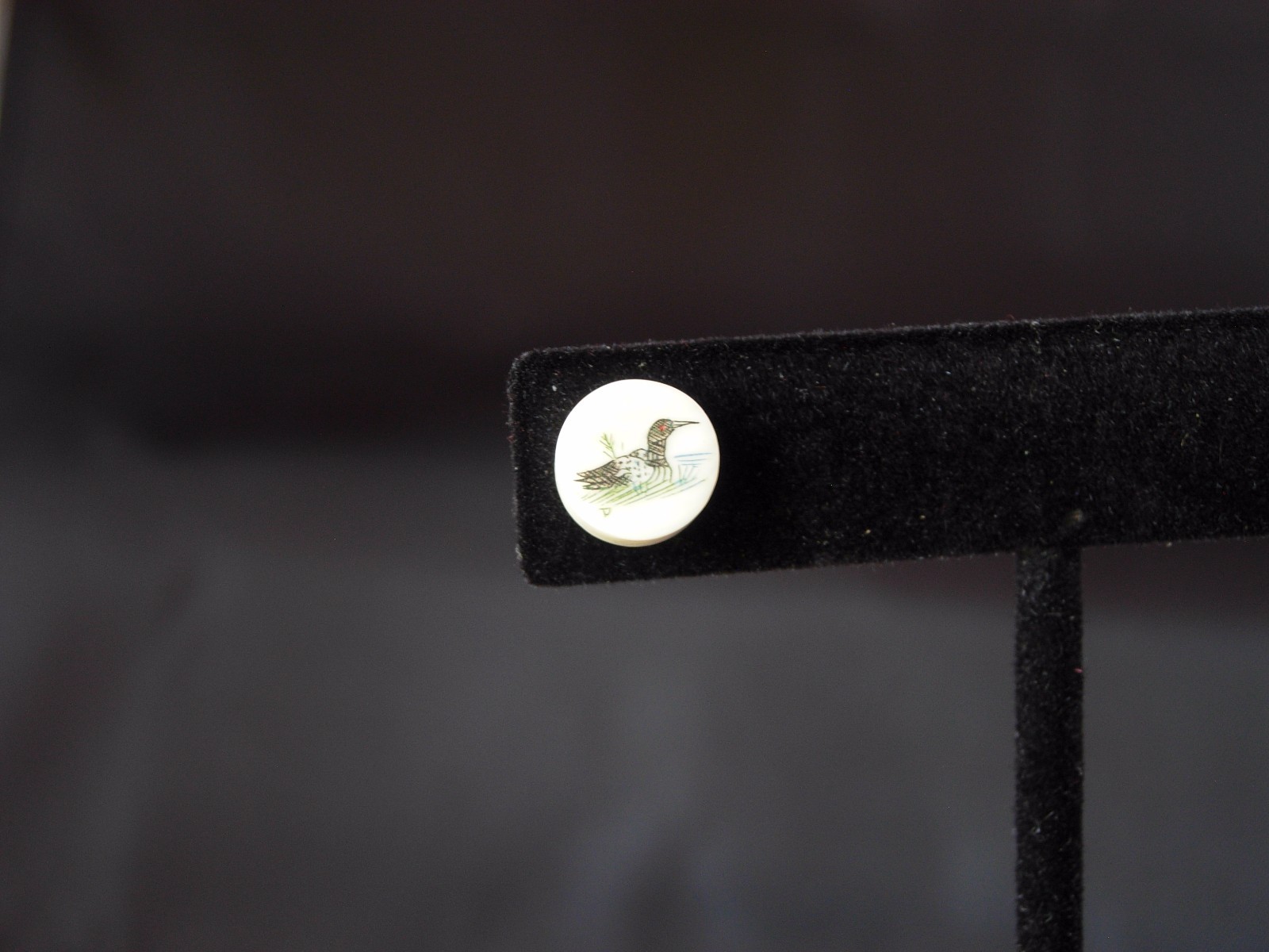 Vintage LOON etched & painted bone TIE TACK Pin - Perfect for your outdoors man
