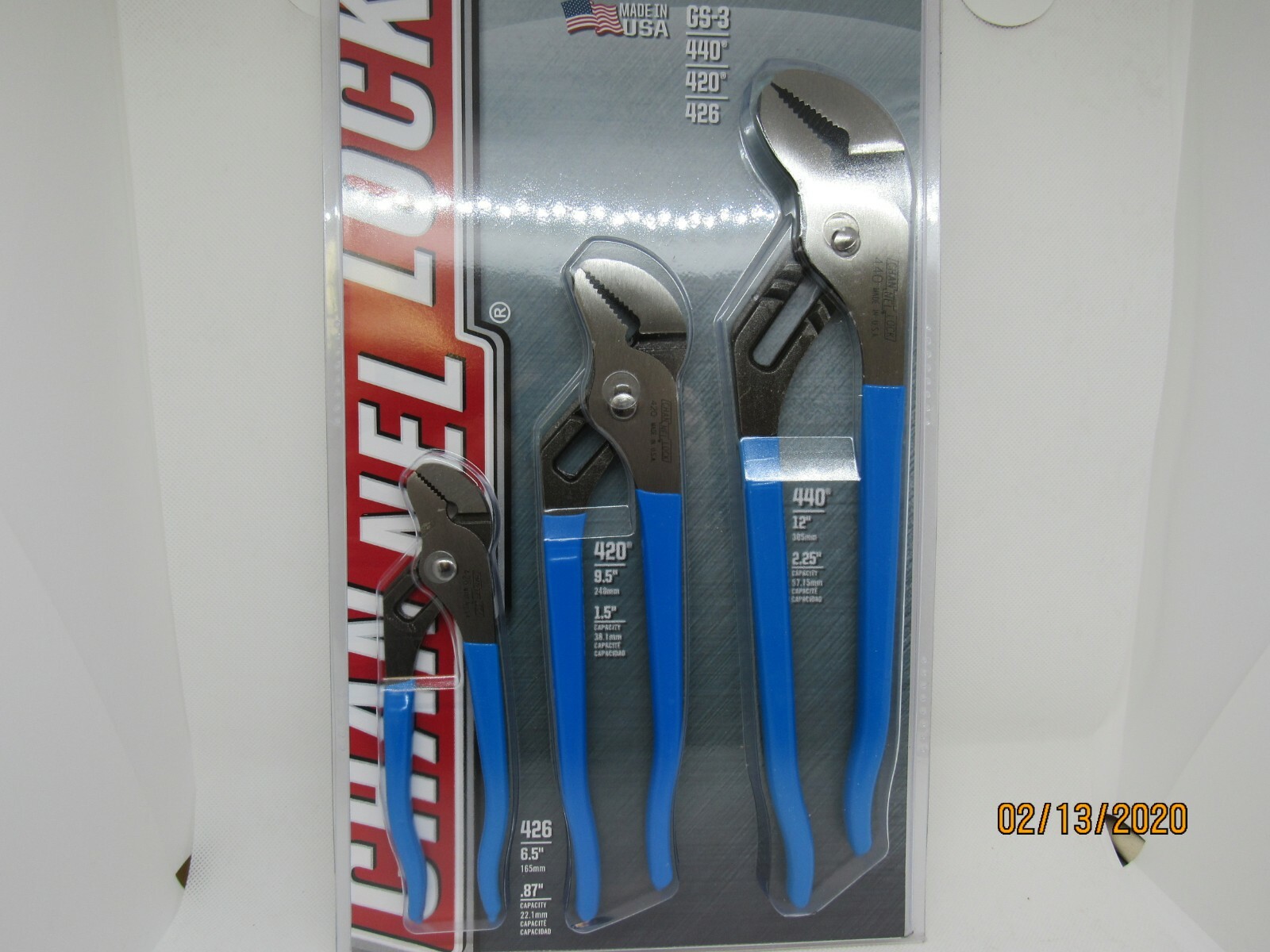 Channellock 3pc Tongue & Groove Pliers Set gs3 (made In The Usa)
