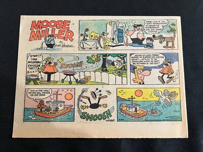 #TH04 MOOSE MILLER by Bob Weber Lot of 10 Sunday Tabloid Half Page Strips 1972