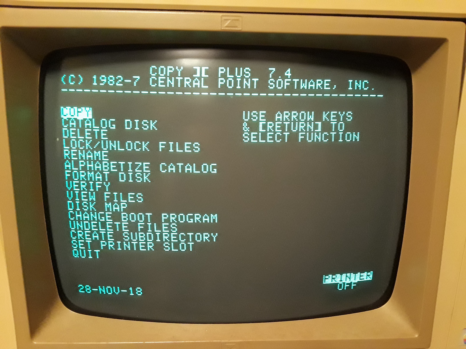 Central Point Software Copy II Plus 7.4 for the Apple II // 2 5.25