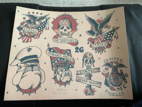 2G Designed By Sailor Jerry Tattoo flash art sheet (lot #176 2G Designed By Sailor Jerry Tattoo flash art sheet (lot #176