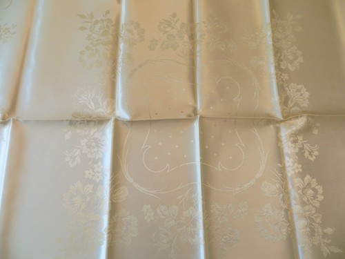 Beautiful UNUSED Holma Ivory Double Damask Tablecloth Floral Design Unfinished