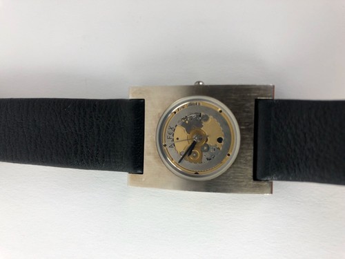 ALFEX Women's Watch Model #5221 Skeleton Face Stainless Steel & Leather RARE