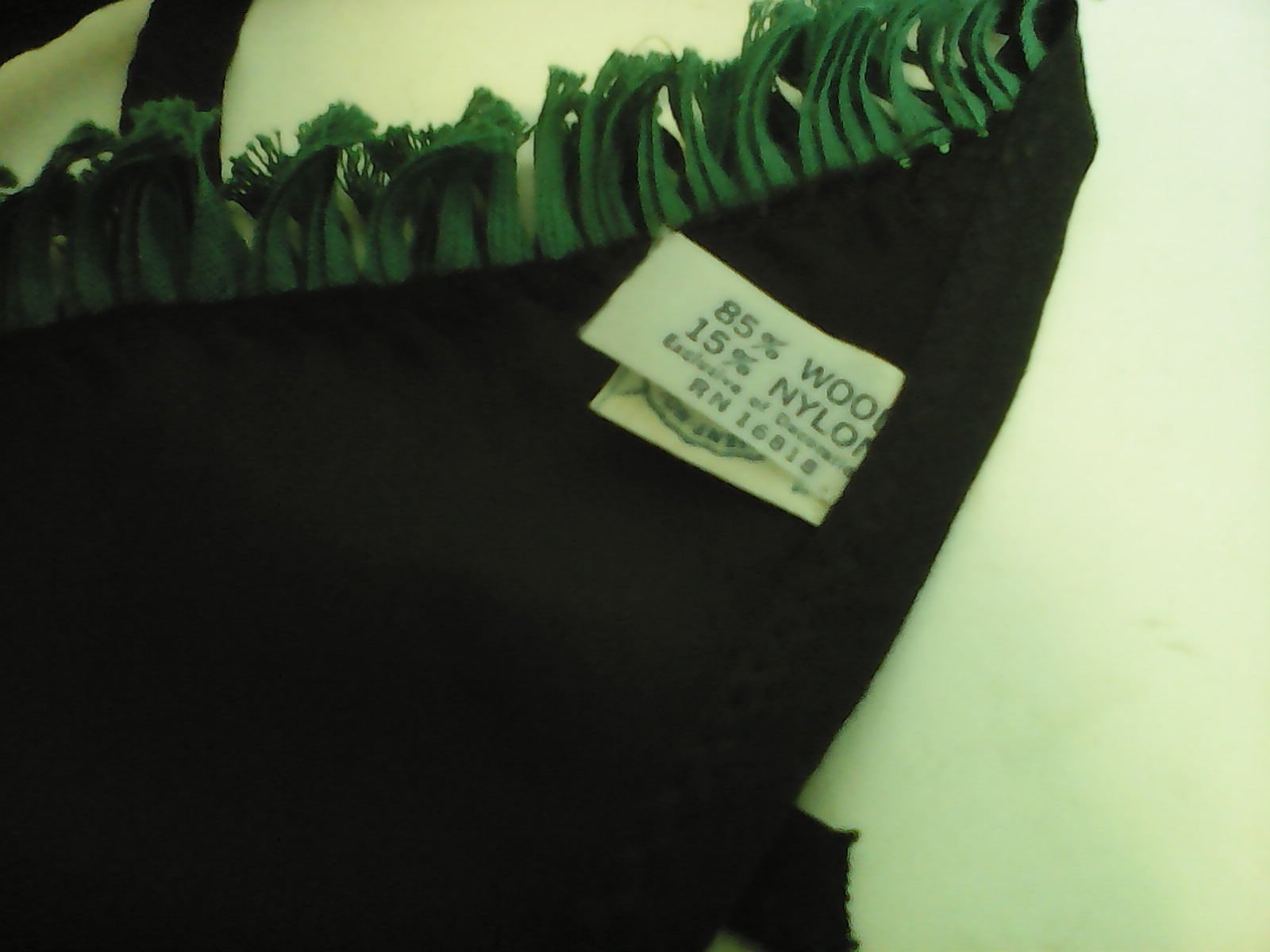 Vintage wool triangle scarf & plastic rain bonnet. Scarf, lined 20