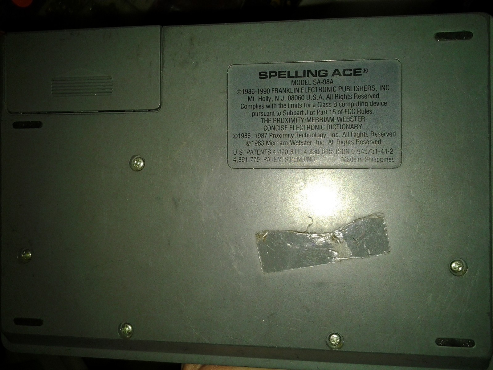 Vtg Franklin Spelling Ace with Thesaurus Electronic Dictionary SA 98A