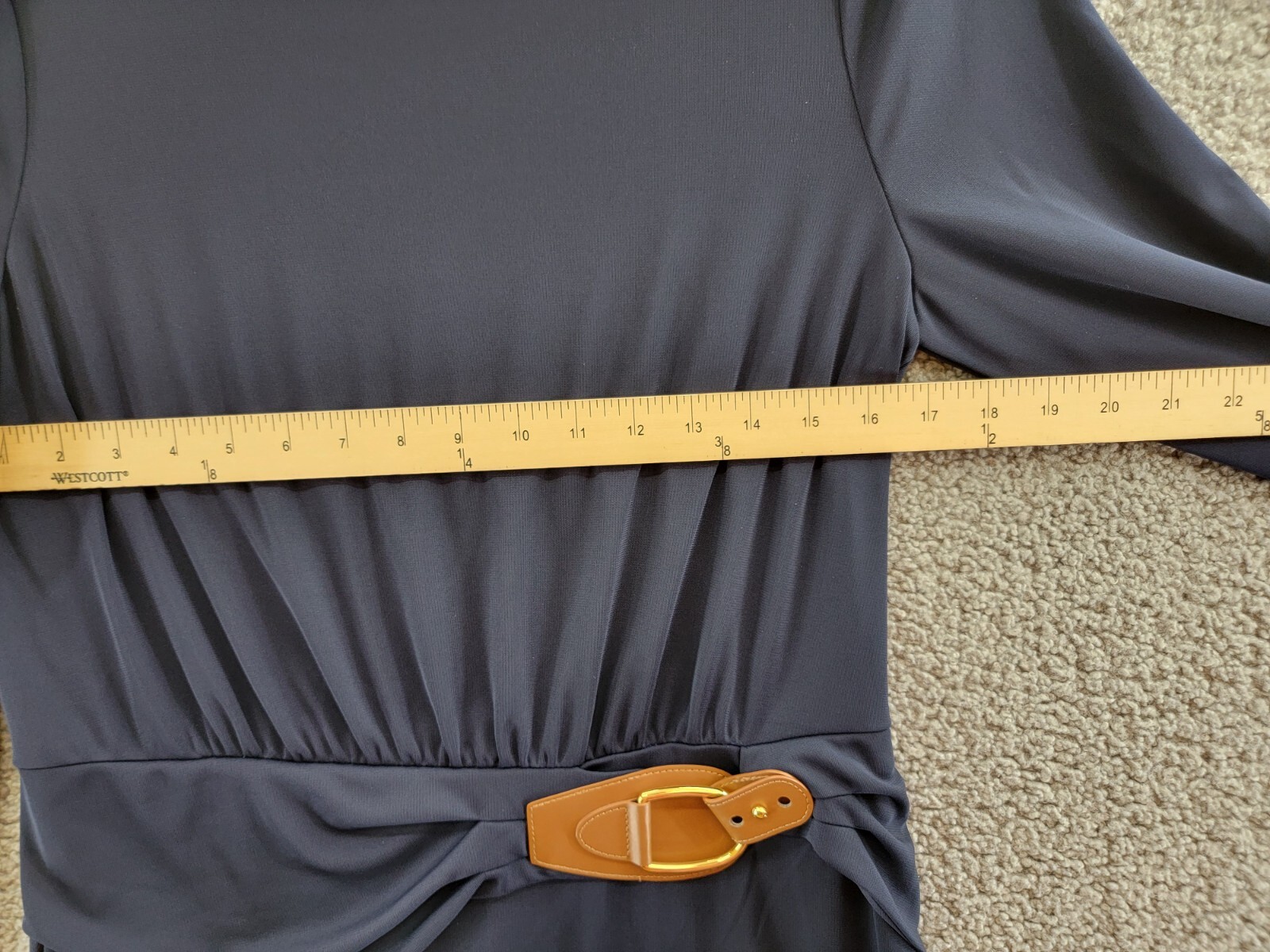 Lauren Ralph Lauren Buckle-Trim Stretch Jersey Dress Women's 10 Navy Long Sleeve - Picture 6 of 16
