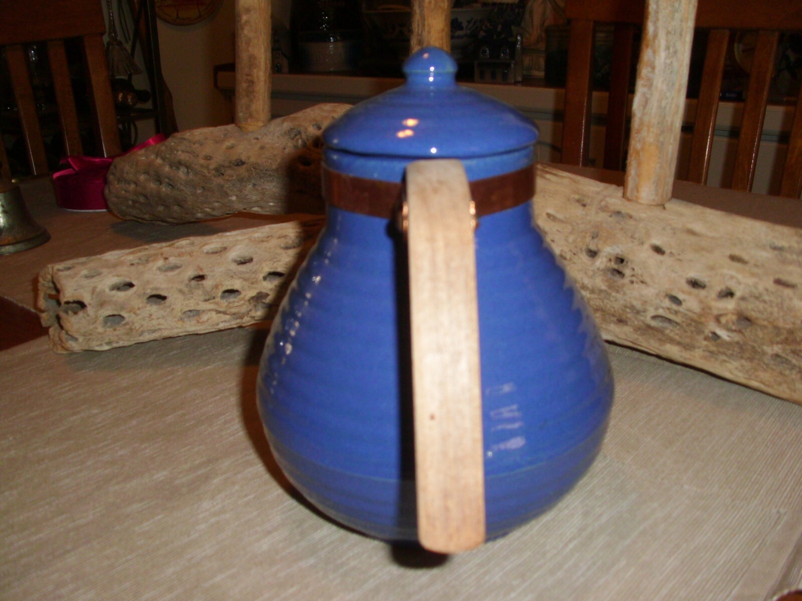 Vintage Bauer Pottery Ringware Royal Blue Snubnose Coffeepot