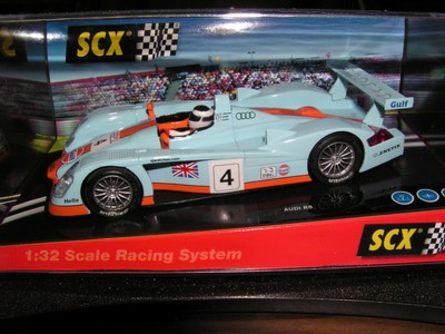 SCX 61000 4 AUDI R8 GULF LIVERY 24 HRS LEMANS 2001 SLOT CAR 1/32 SCALE